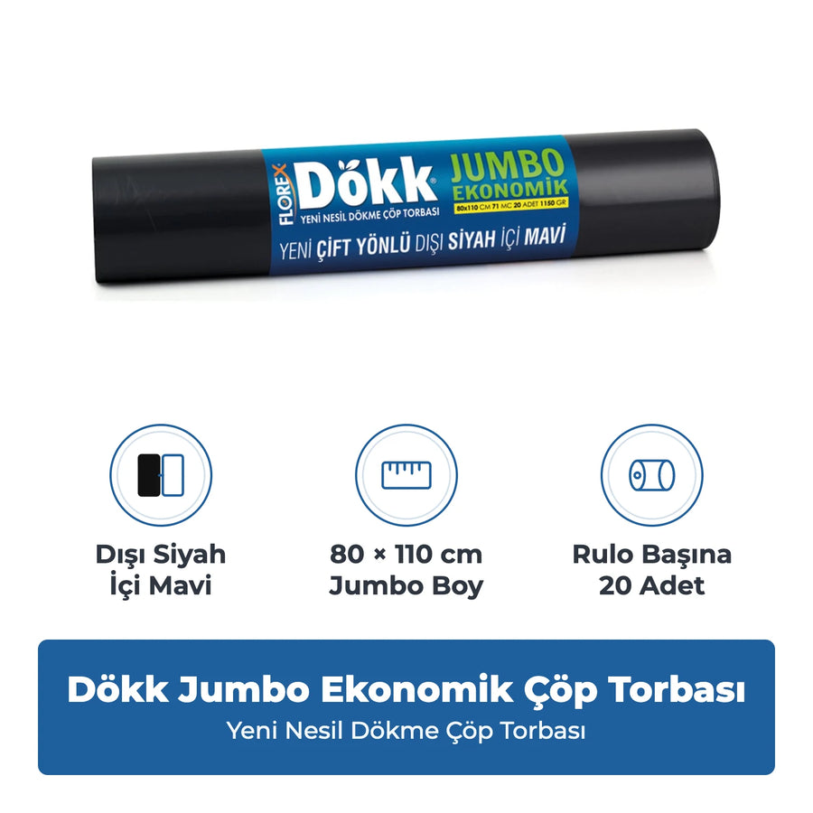 Florex Dökk Jumbo Ekonomik Yeni Nesil Dökme Çöp Torbası