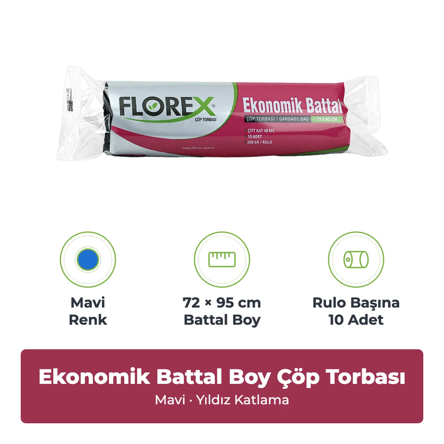 Florex Ekonomik Battal Boy Mavi Çöp Torbası