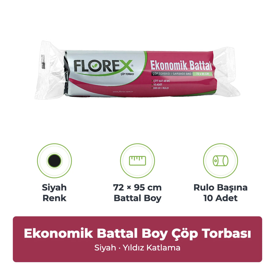 Florex Ekonomik Battal Boy Siyah Çöp Torbası