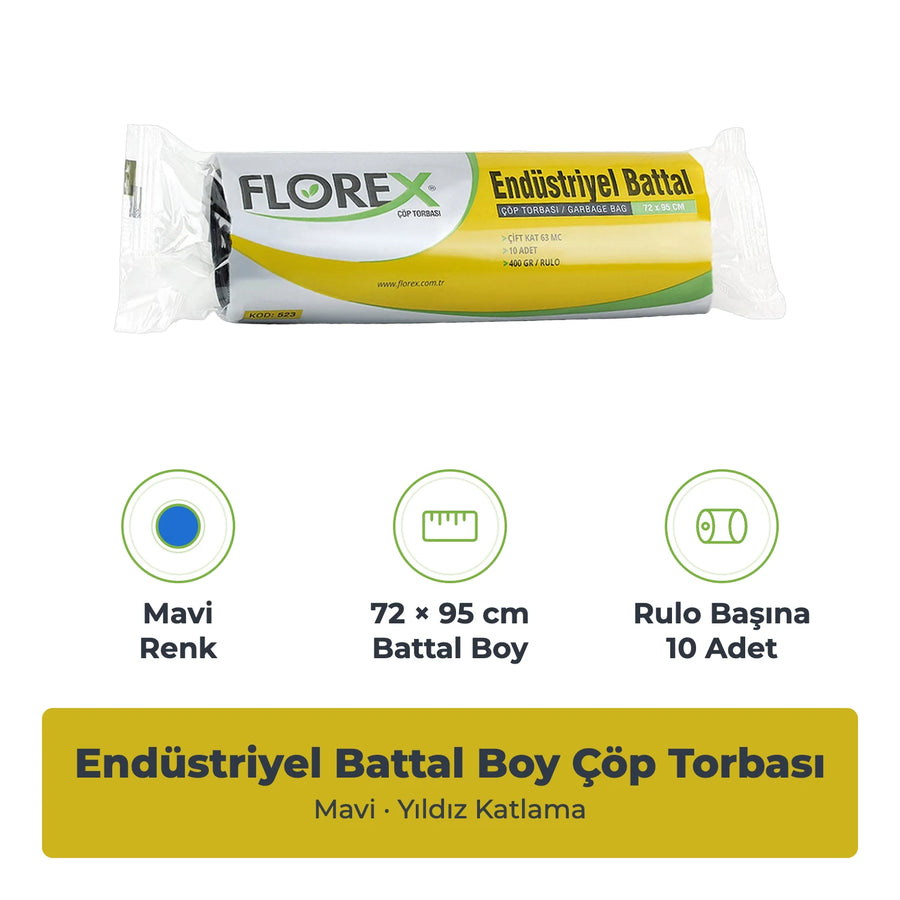 Florex Endüstriyel Battal Boy Mavi Çöp Torbası
