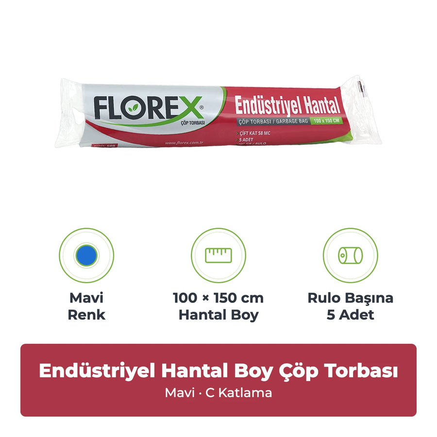 Florex Endüstriyel Hantal Boy Mavi Çöp Torbası