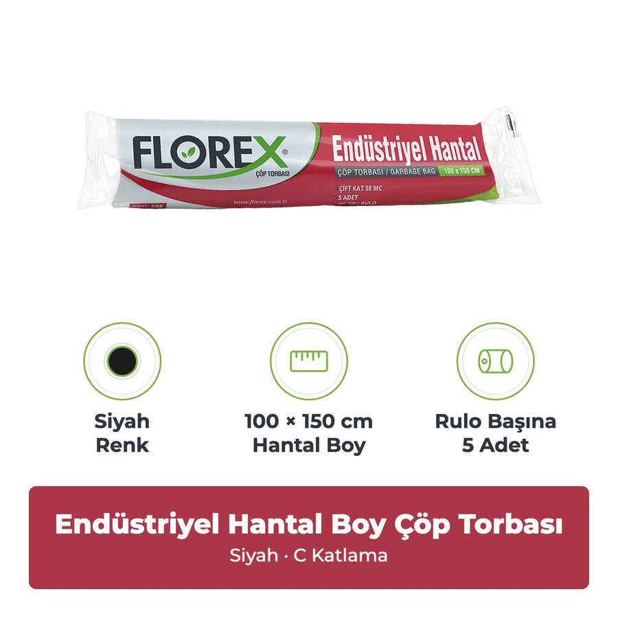 Florex Endüstriyel Hantal Boy Siyah Çöp Torbası
