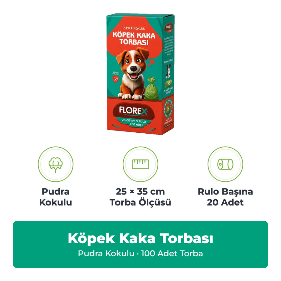 Florex Pudra Kokulu Köpek Kaka Torbası 5'li Rulo