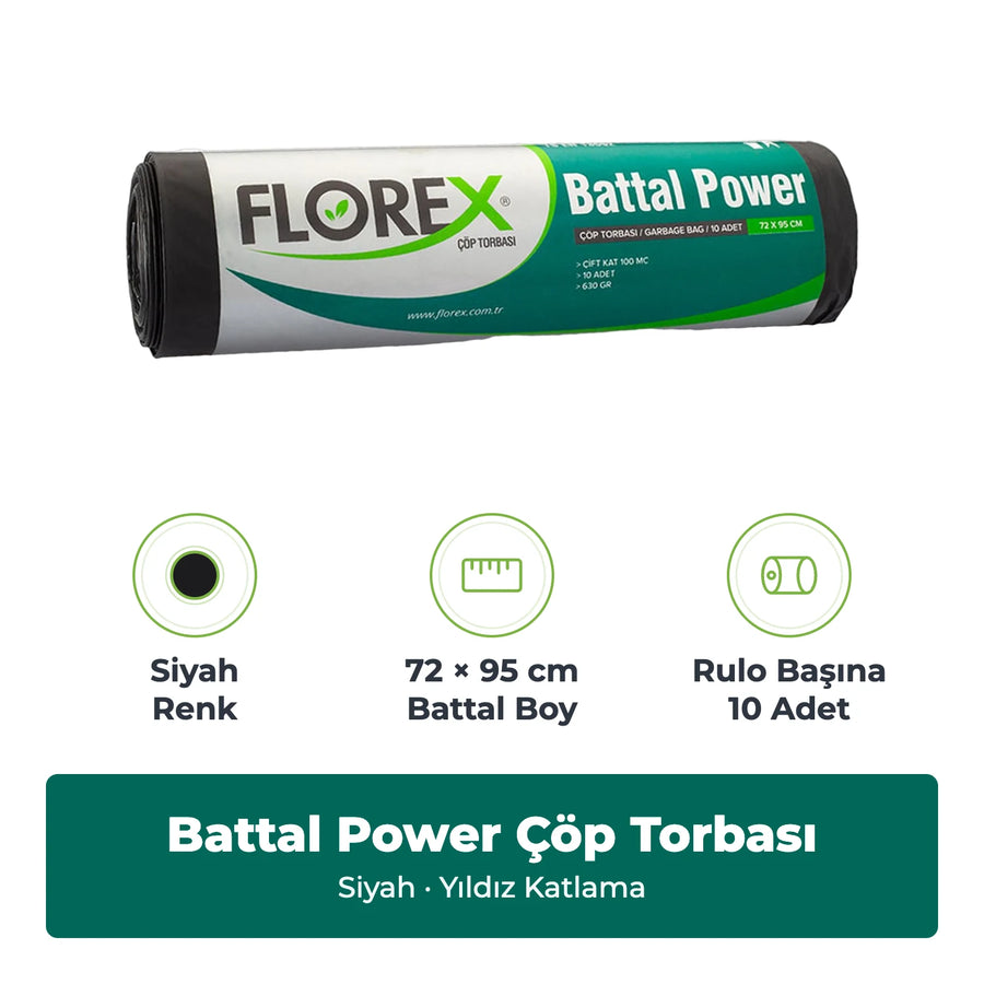 Florex Battal Power Siyah Çöp Torbası