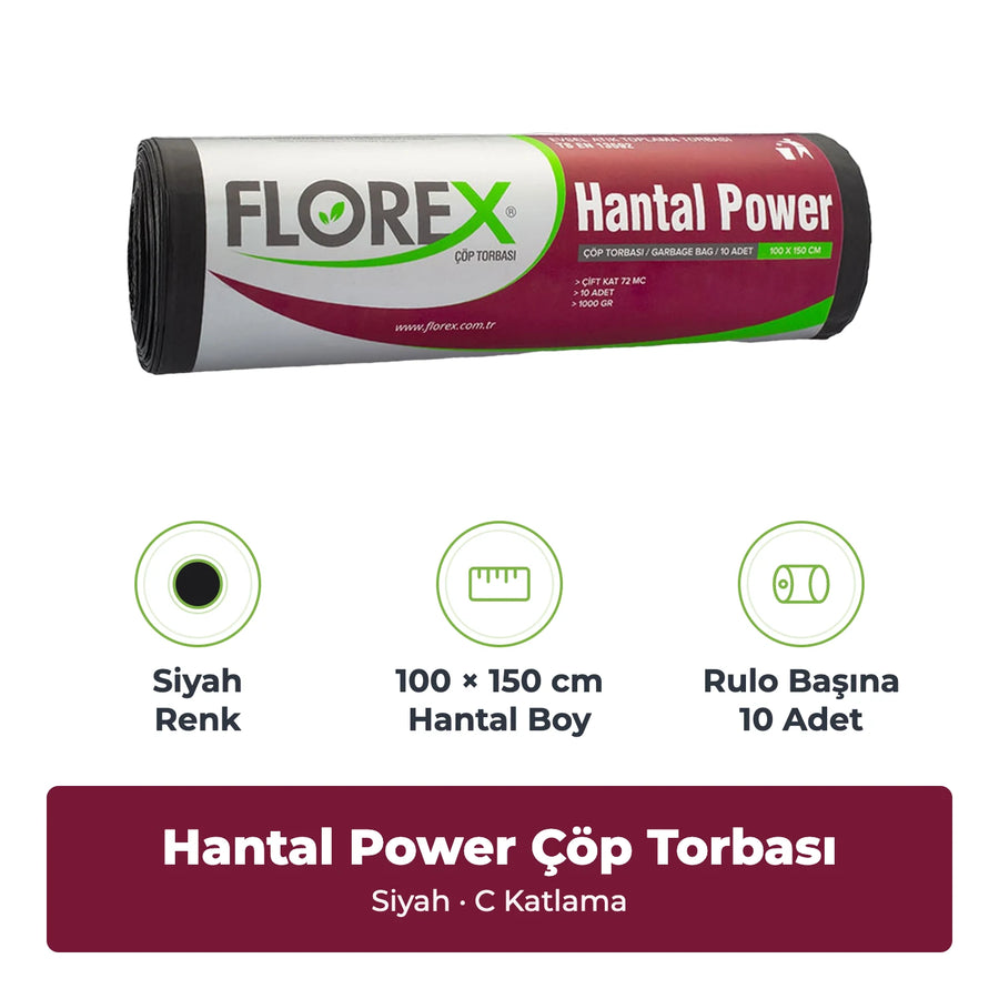 Florex Hantal Power Siyah Çöp Torbası