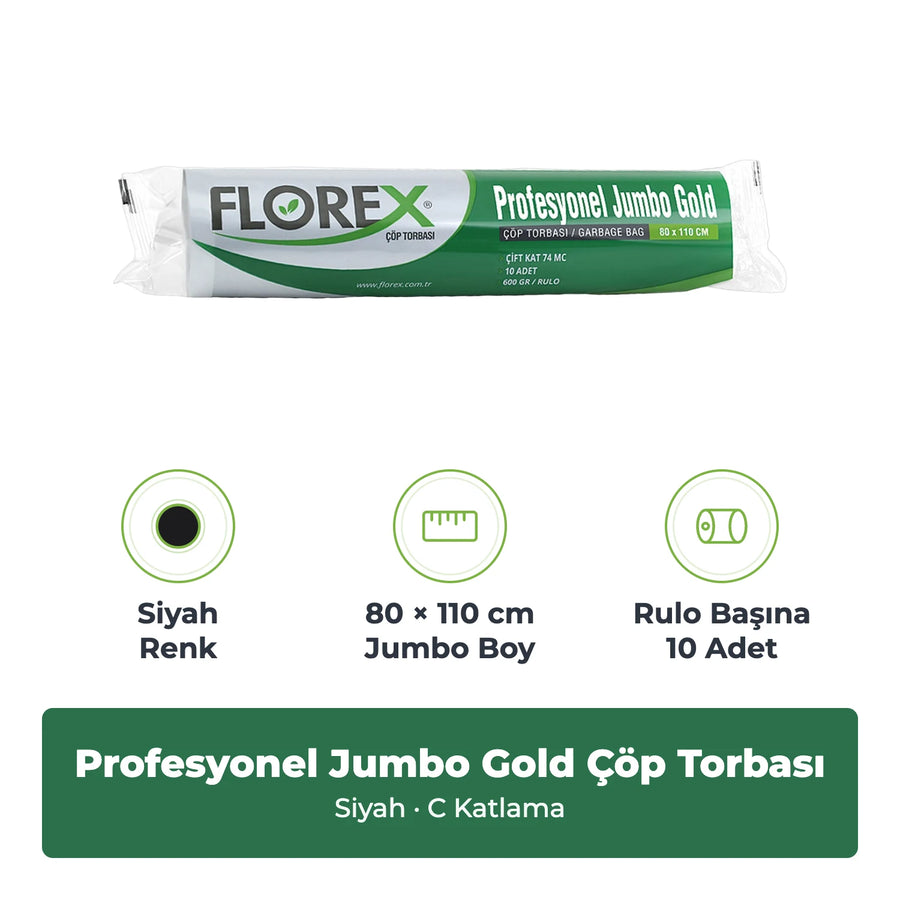 Florex Pro Jumbo Gold Siyah Çöp Torbası