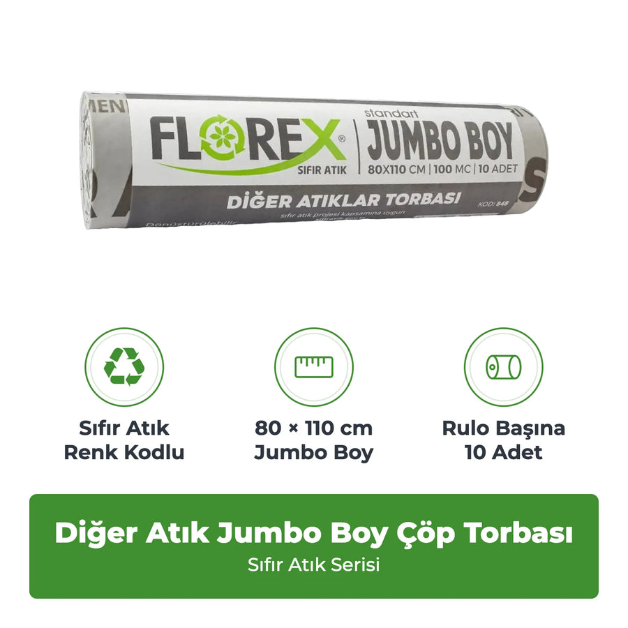 Florex Diğer Atıklar Baskılı Standart Jumbo Boy Gri Çöp Torbası