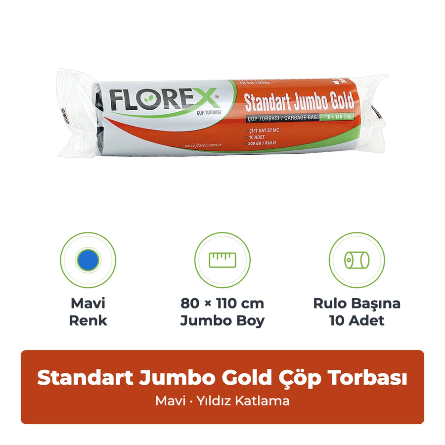 Florex Standart Jumbo Gold Mavi Çöp Torbası