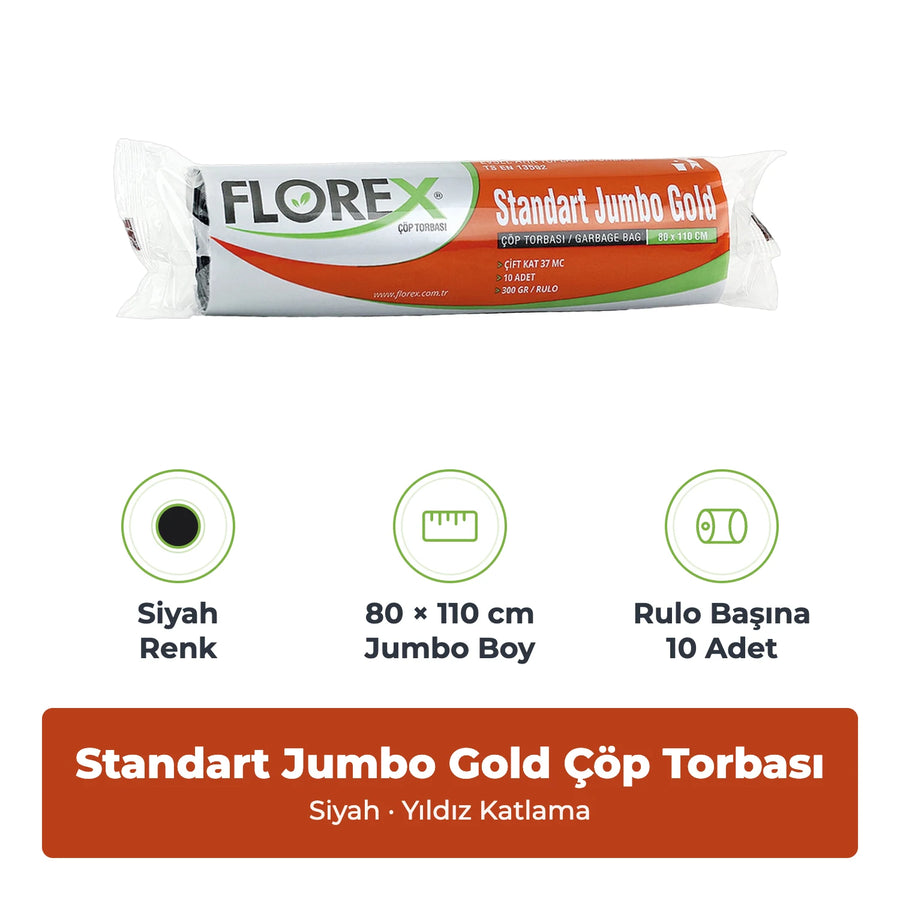 Florex Standart Jumbo Gold Siyah Çöp Torbası