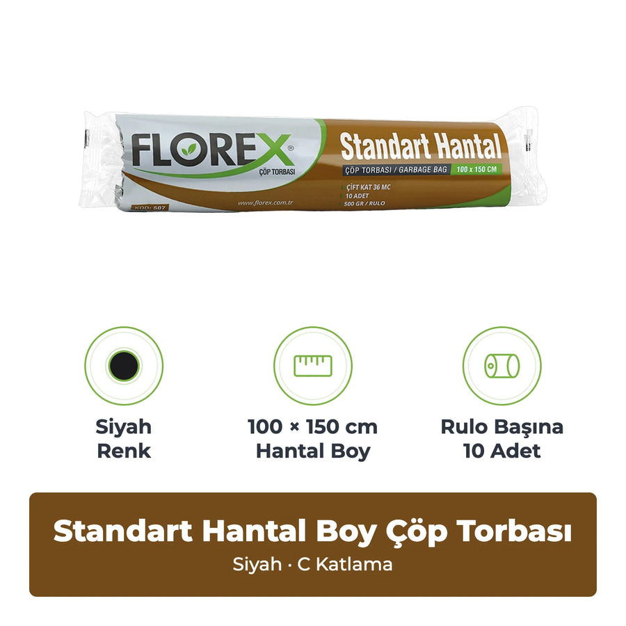 Florex Standart Hantal Boy Siyah Çöp Torbası