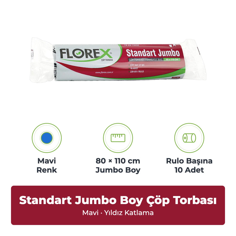 Florex Standart Jumbo Boy Mavi Çöp Torbası
