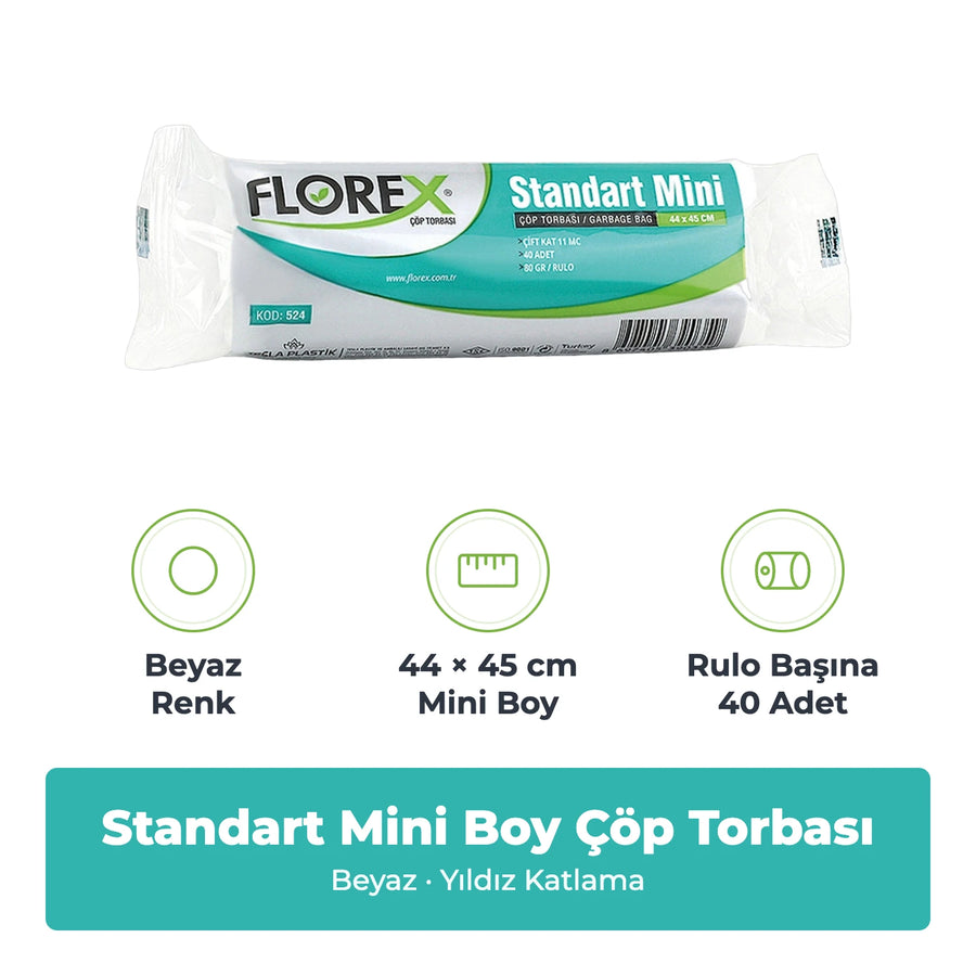 Florex Standart Mini Boy Beyaz Çöp Torbası